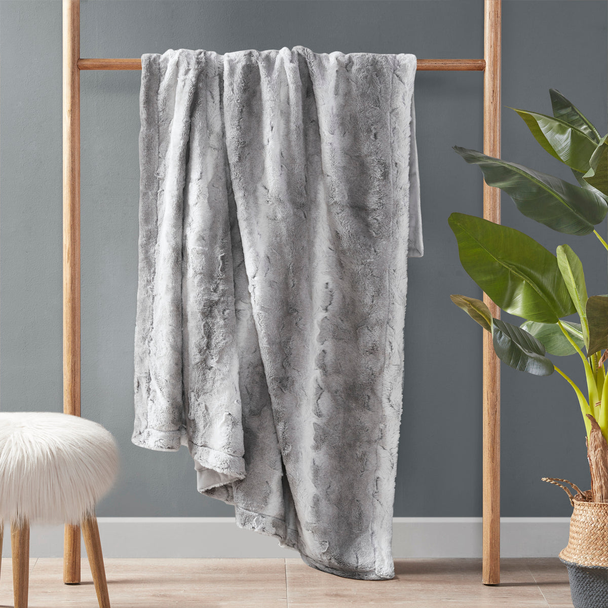 Zuri Faux Fur Throw - Grey