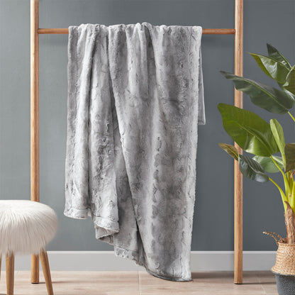 Zuri Faux Fur Throw - Grey