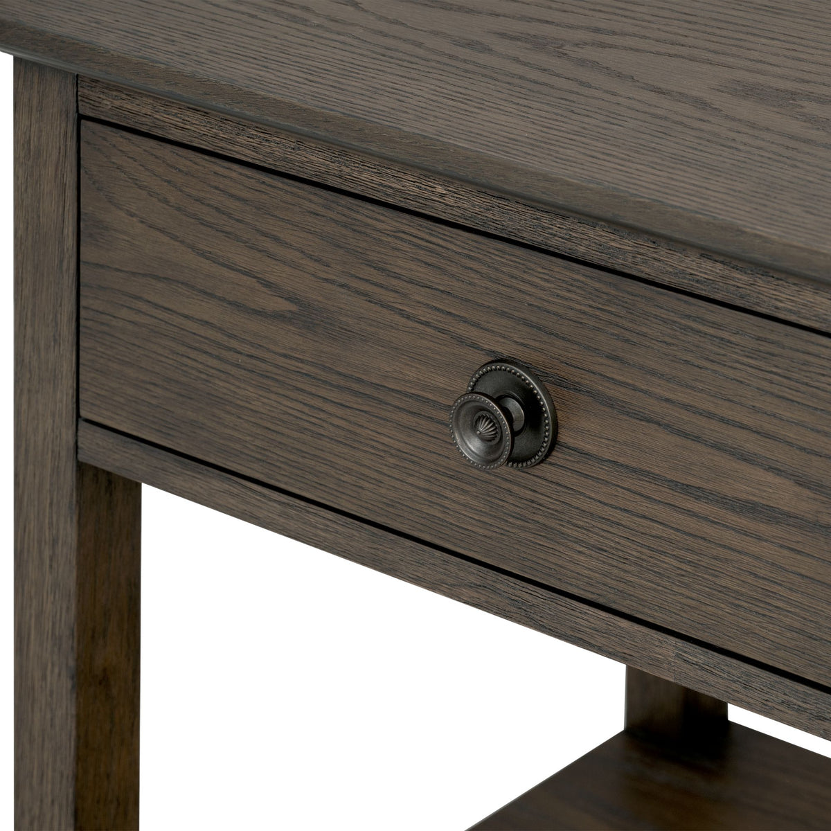 Victoria one-drawer wood bedside table with shelf - Antique Brown