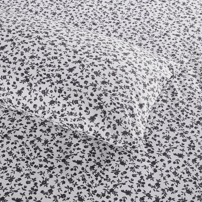 Printed Microfiber Sheet Set - Black Floral