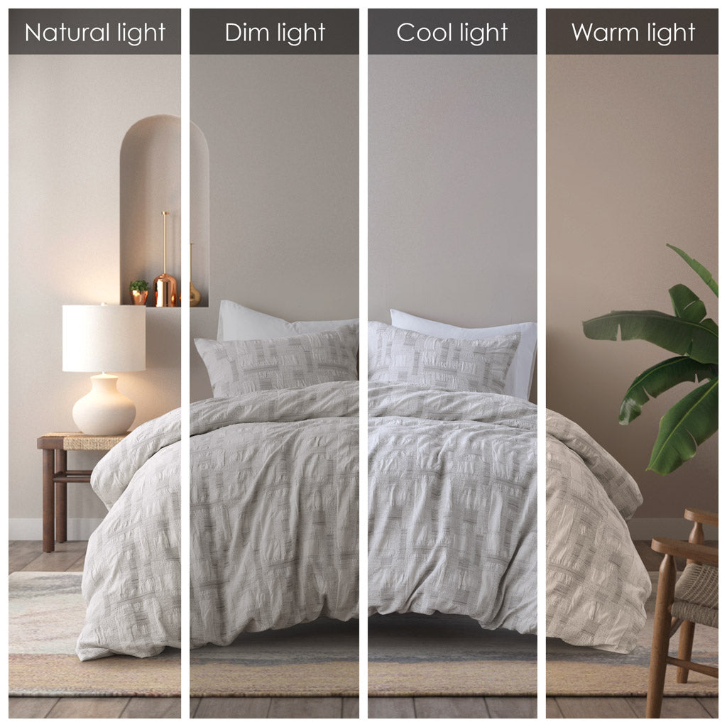Cairo 3 Piece Cotton Jacquard Duvet Set - Ivory