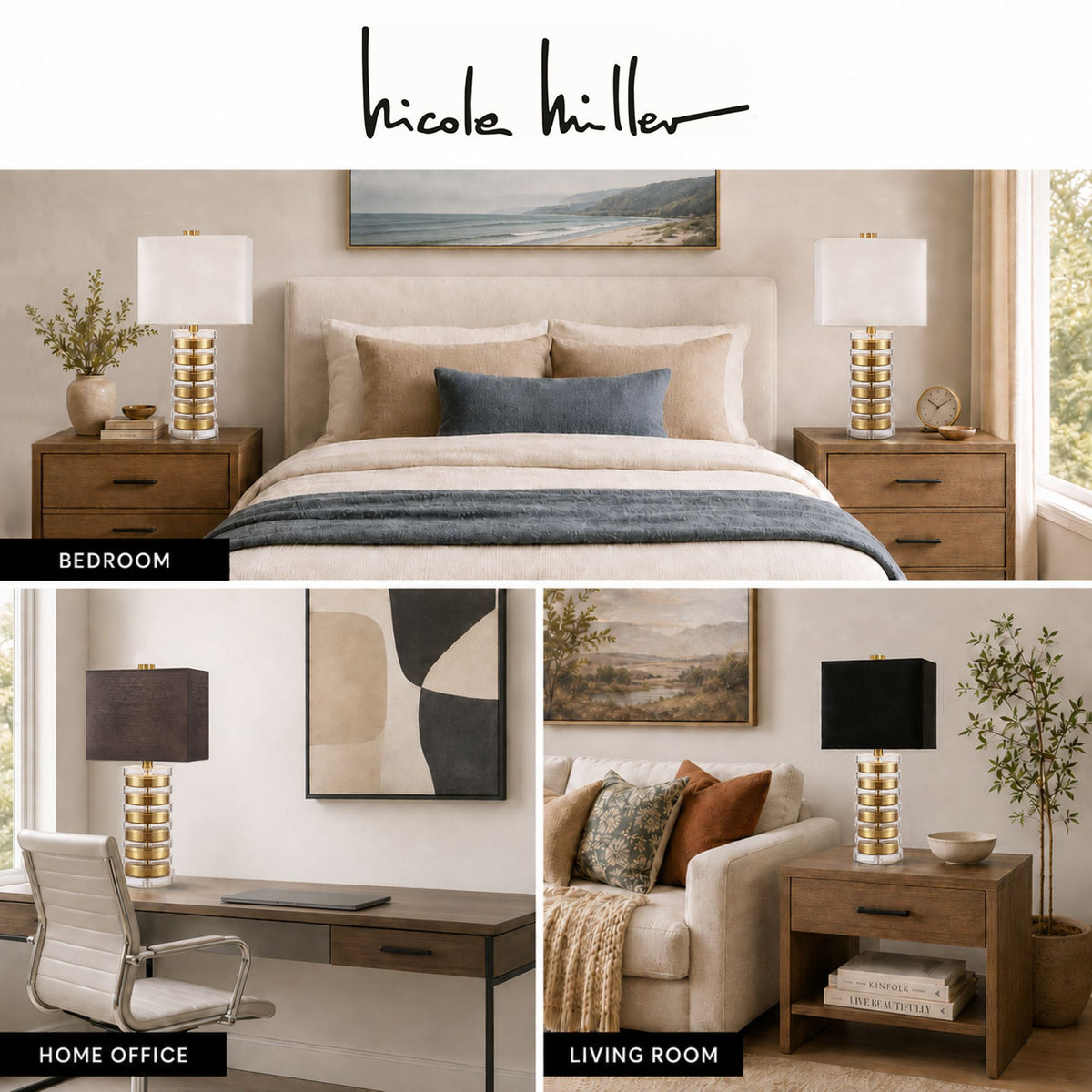 Elowen Acrylic Disc Table Lamp - Gold/Clear