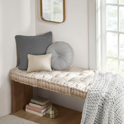 Azza Poly Chenille Square Floor Pillow Cushion Compress Pack - Ivory