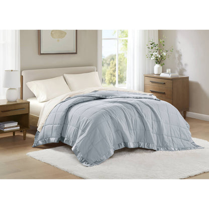 Windom Lightweight Down Alternative Blanket with Satin Trim - Blue