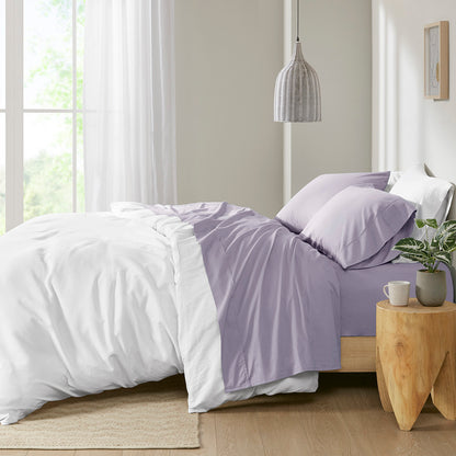 200 Thread Count Relaxed Cotton Percale Sheet Set - Purple