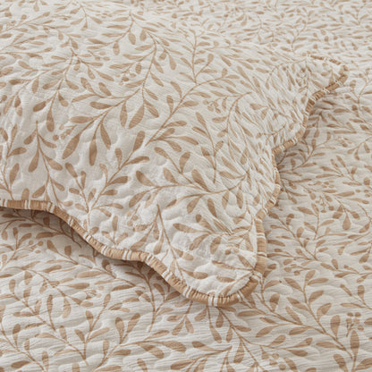 Darcy 3 Piece Print Quilt Set - Tan