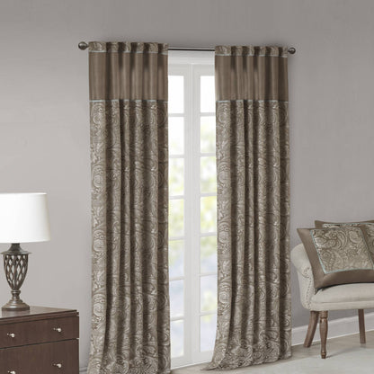 Aubrey Jacquard Curtain Panel Pair - Blue/Brown
