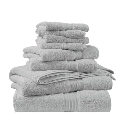 800GSM 100% Cotton 8 Piece Towel Set - Silver