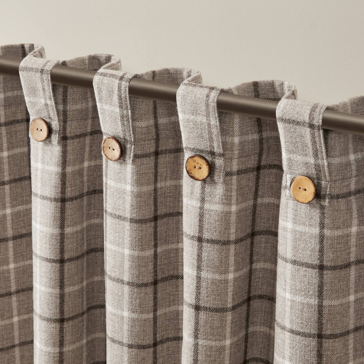 Anaheim Plaid Rod Pocket and Back Tab Curtain Panel with Fleece Lining - Brown