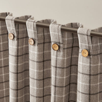 Anaheim Plaid Rod Pocket and Back Tab Curtain Panel with Fleece Lining - Brown