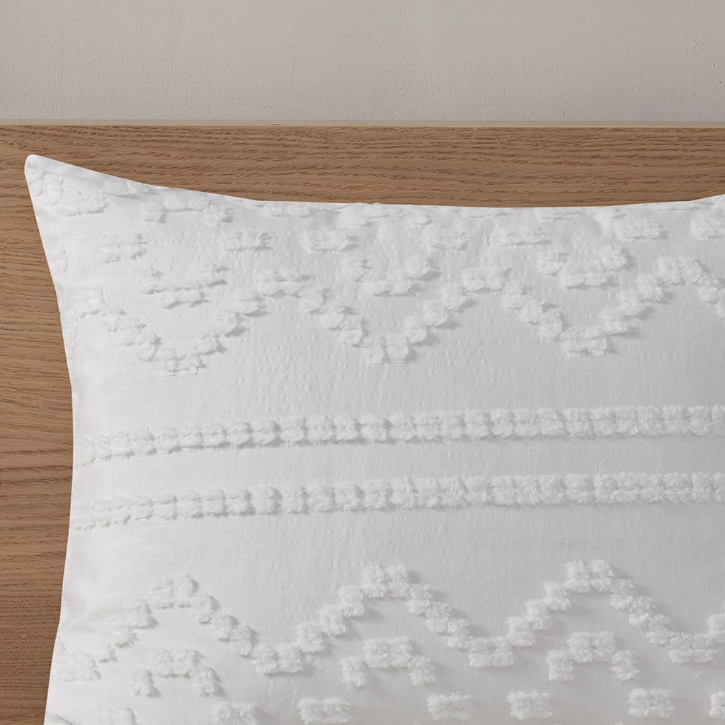Annie Solid Clipped Jacquard Duvet Cover Set