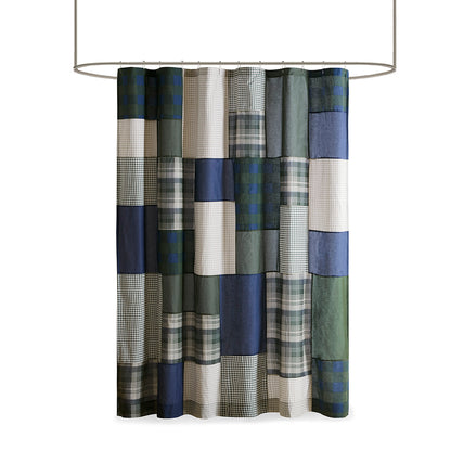 Mill Creek Pieced Cotton Shower Curtain - Green