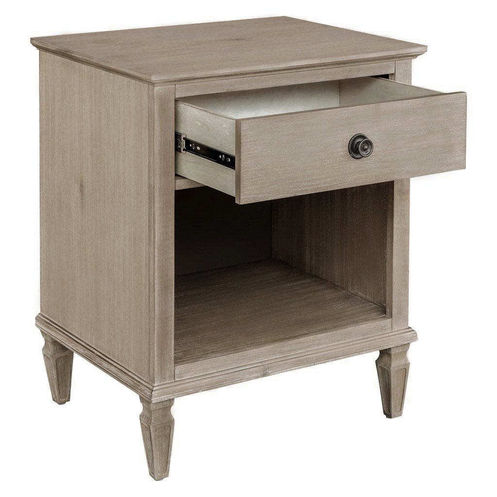 Victoria one-drawer wood nightstand with shelf - Light Natural