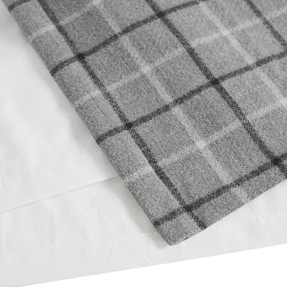 Anaheim Plaid Rod Pocket and Back Tab Curtain Panel with Fleece Lining - Grey