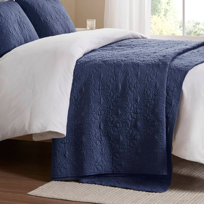 Quebec Reversible Bedspread Set - Navy