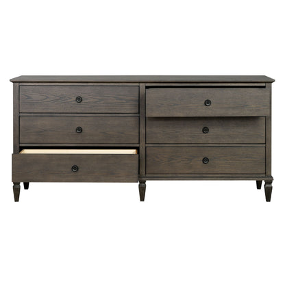 Victoria 6-drawer wood dresser (70") - Antique Brown