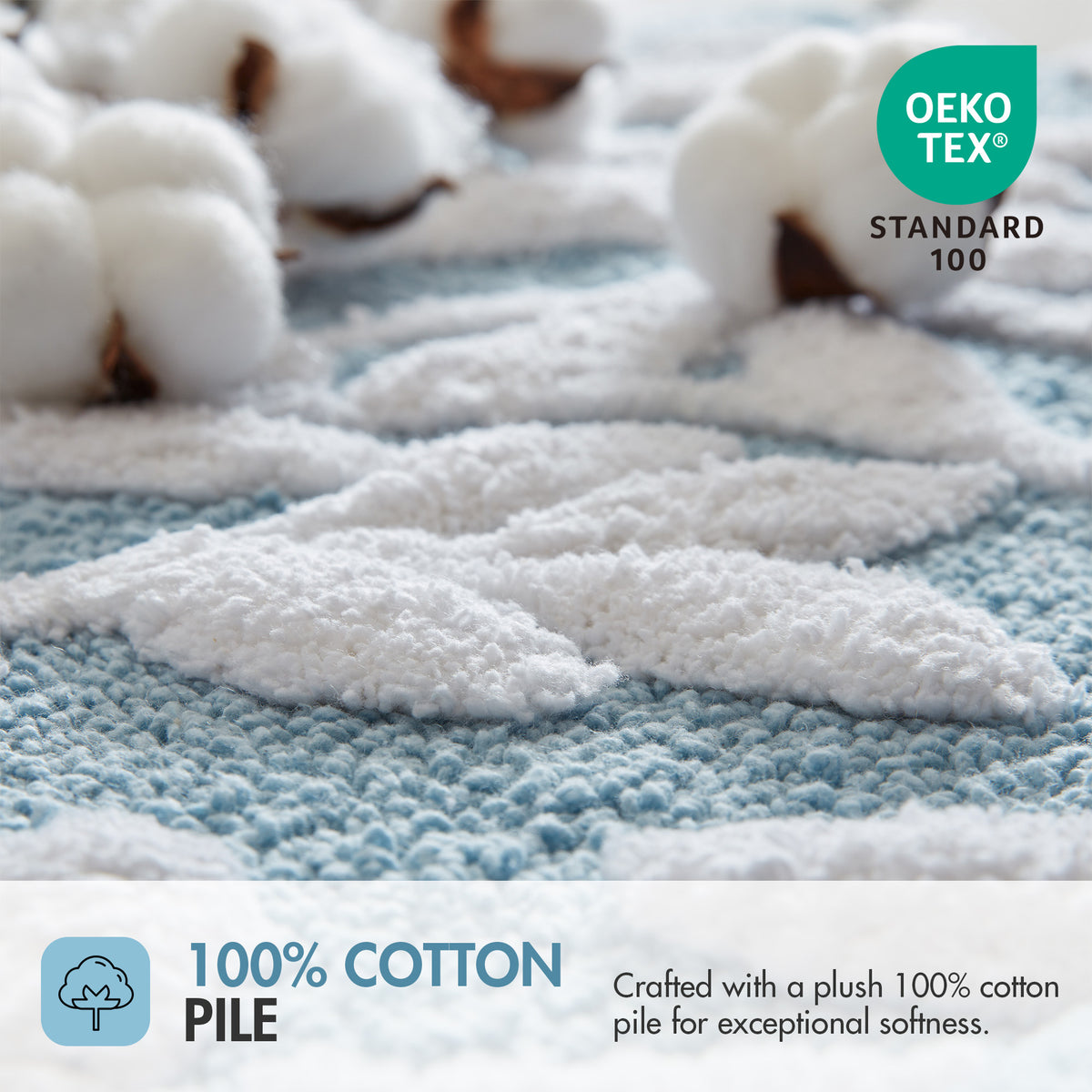 Serene Cotton Tufted Bath Rug - Blue