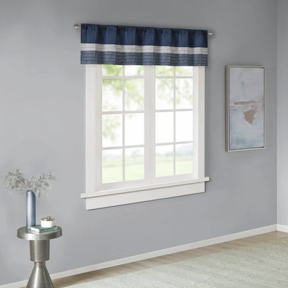 Amherst Polyoni Pintuck Window Valance - Navy