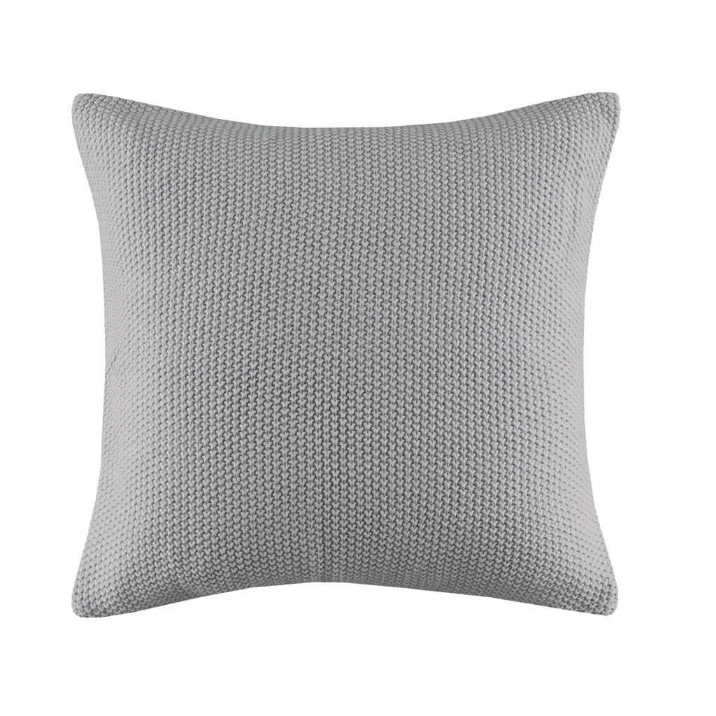 Bree Knit Square Pillow Cover - Grey