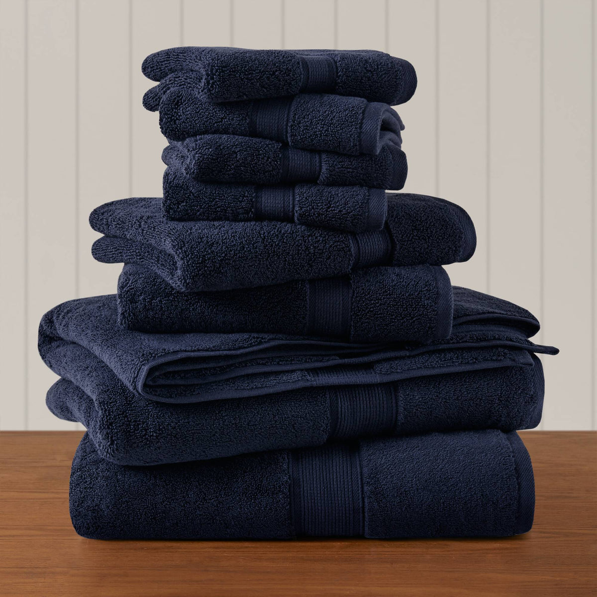 800GSM 100% Cotton 8 Piece Towel Set - Dark Navy