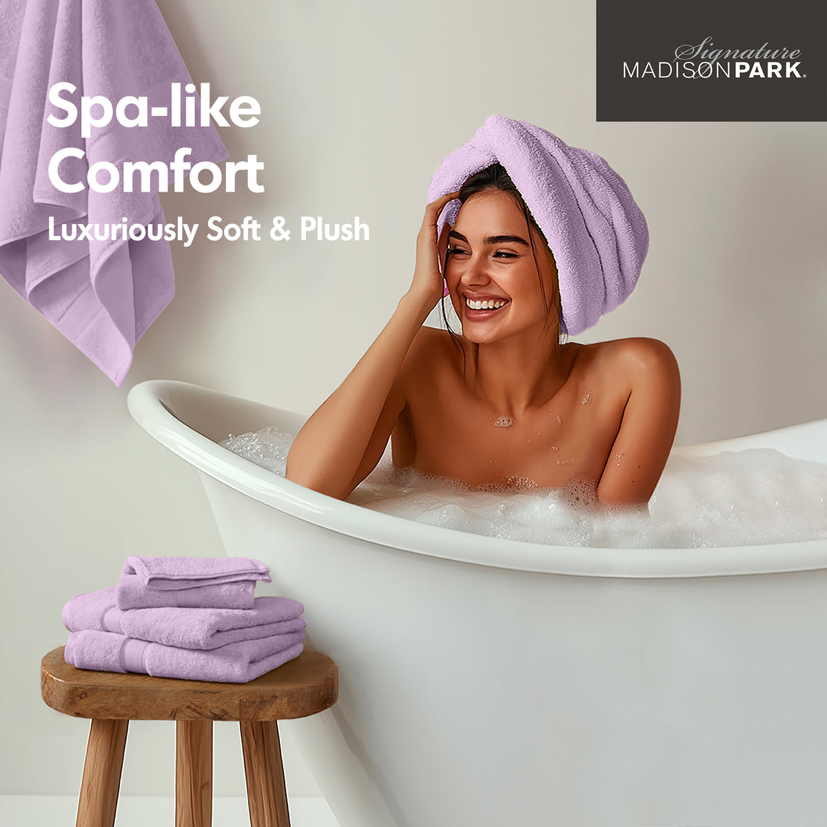 800GSM 100% Cotton 8 Piece Towel Set - Lilac