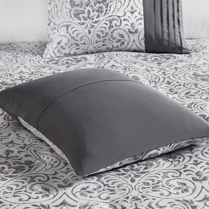 Emilia 12 Piece Jacquard Comforter Set with Bed Sheets - Silver