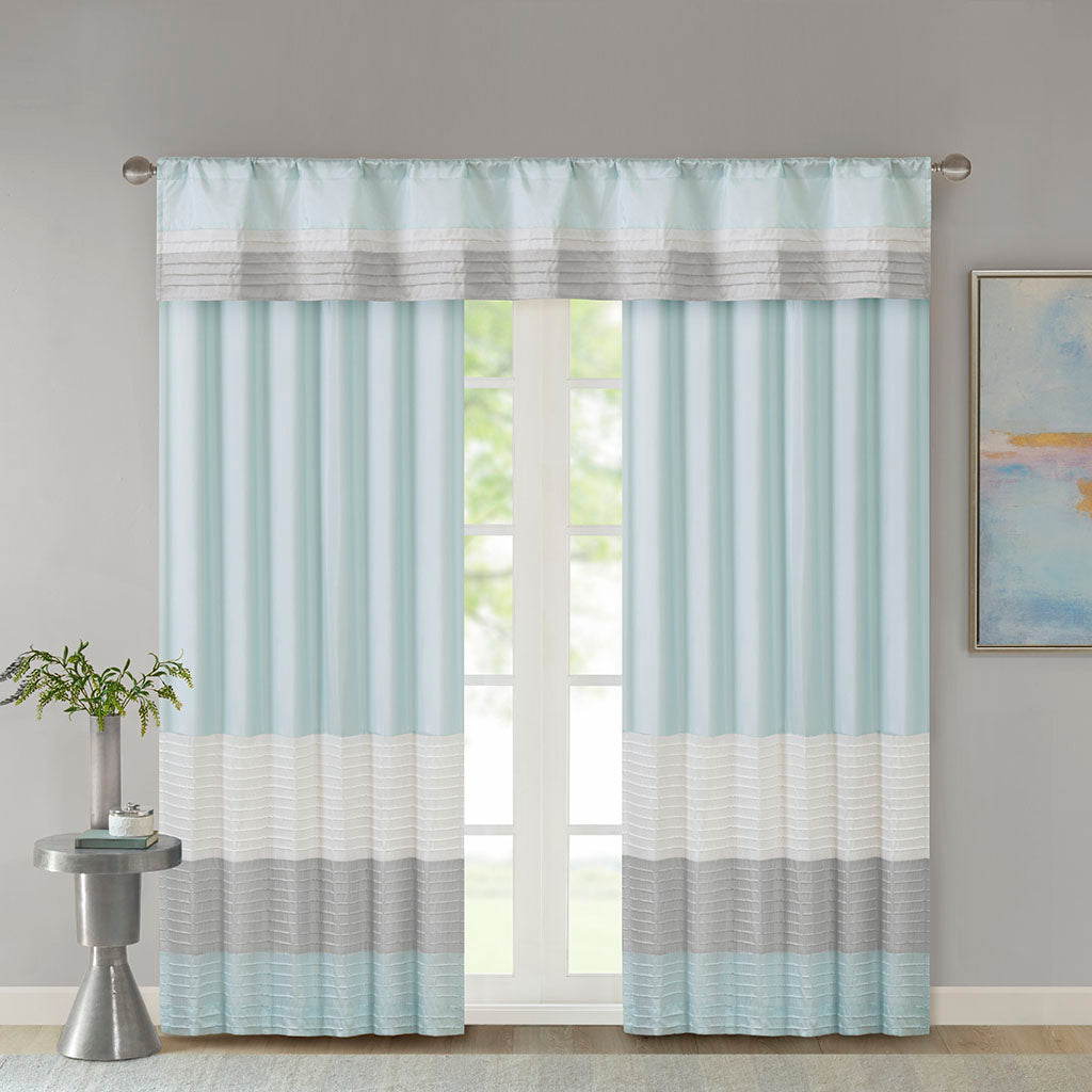 Amherst Polyoni Pintuck Curtain Panel - Aqua