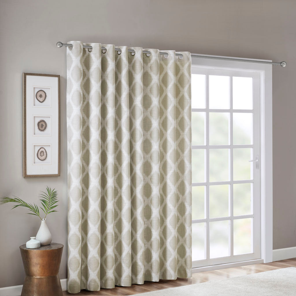 Blakesly Printed Ikat Blackout Patio Curtain - Taupe
