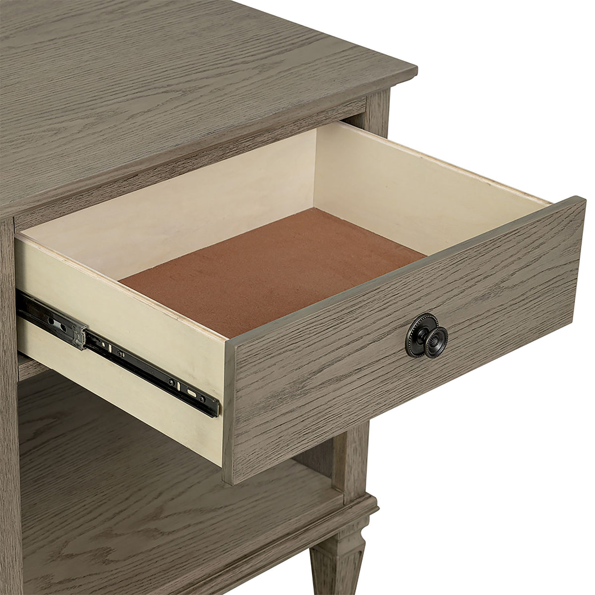 Victoria one-drawer wood nightstand with shelf - Reclaimed Grey