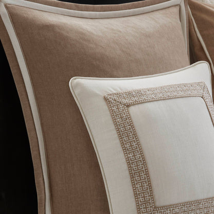 Jarvis Embroidery Oversized Duvet Style Comforter Set - Tan/Ivory