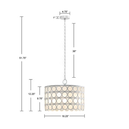 Abbot 4-Light Glass Drum Shade Chandelier - White