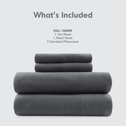 Cotton Blend Jersey Knit All Season Sheet Set - Dark Grey
