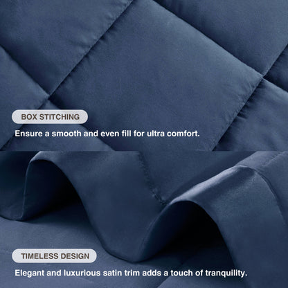 Windom Lightweight Down Alternative Blanket with Satin Trim - Navy