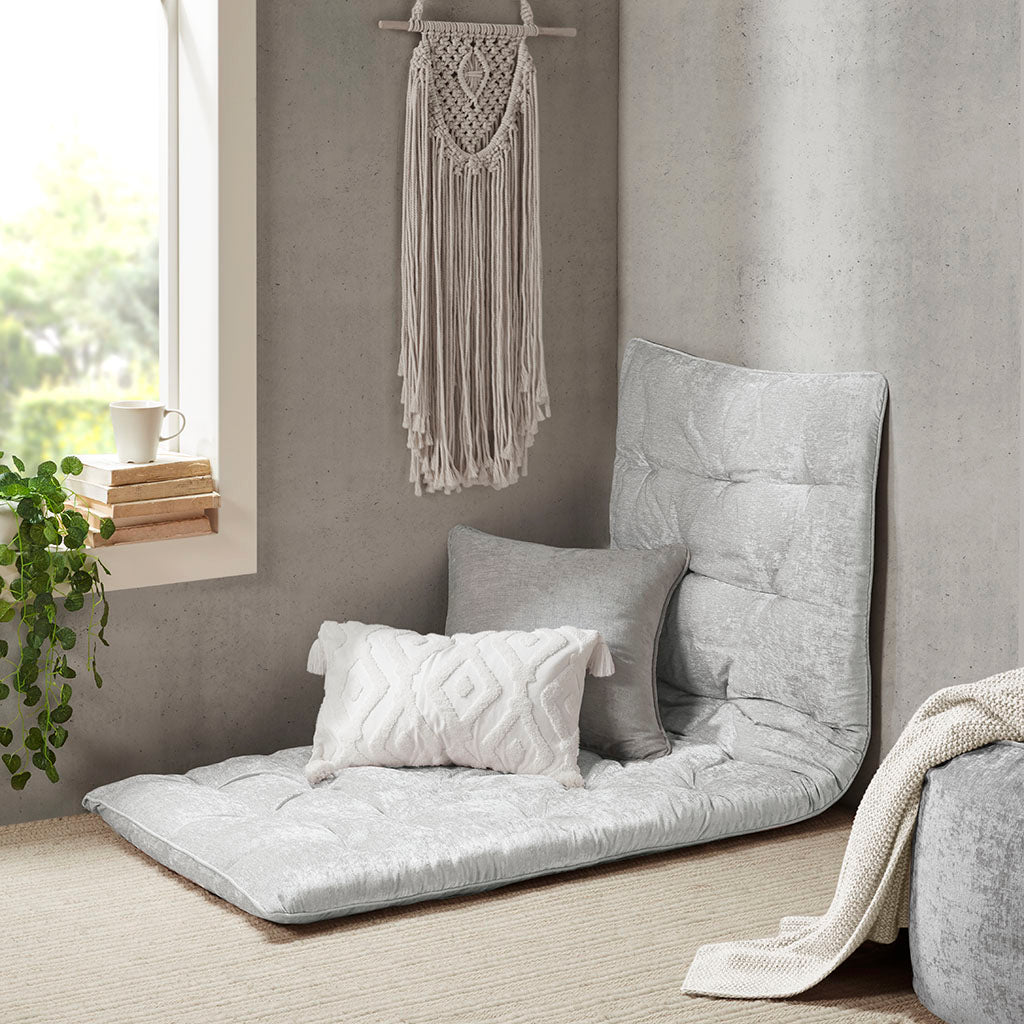 Edelia Poly Chenille Lounge Floor Pillow Cushion - Grey