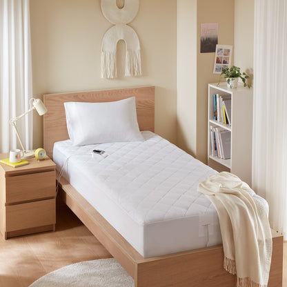 Microfiber Zoned Heated Mattress Pad - White