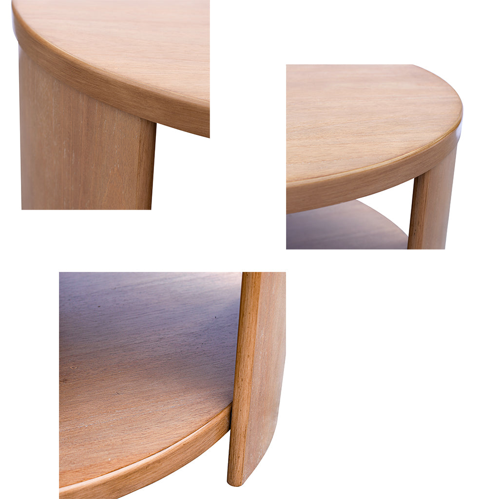 Skye Round Coffee Table with Shelf - Natural