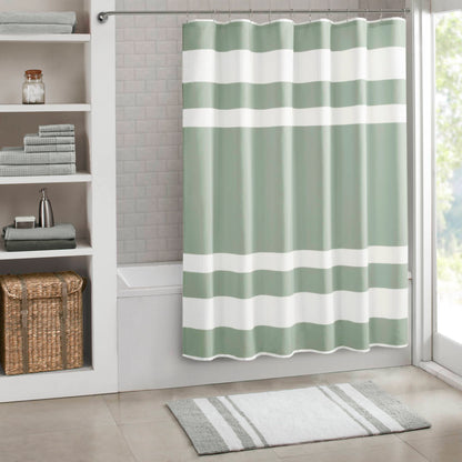 Spa Waffle Shower Curtain with 3M Treatment - Sage Green