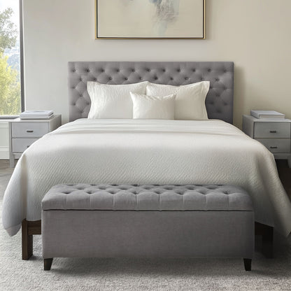 Shandra Tufted Top Upholstered Storage Bench - Grey