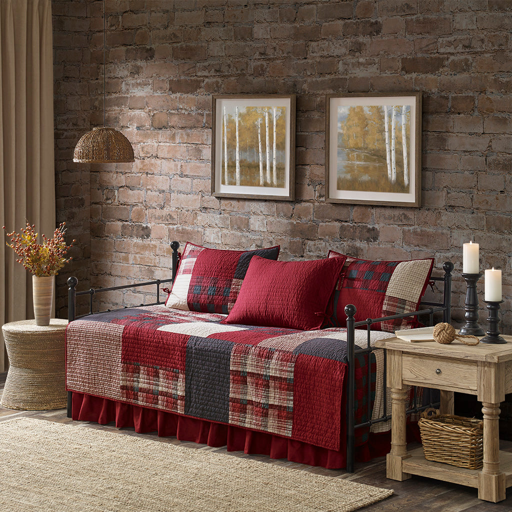 Sunset 5 Piece Day Bed Cover Set - Red