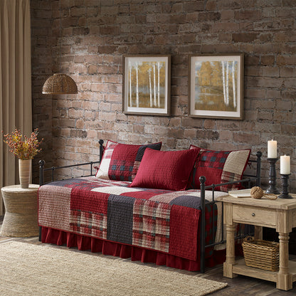 Sunset 5 Piece Day Bed Cover Set - Red