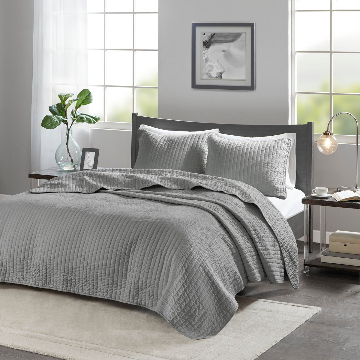 Keaton Quilt Set - Grey