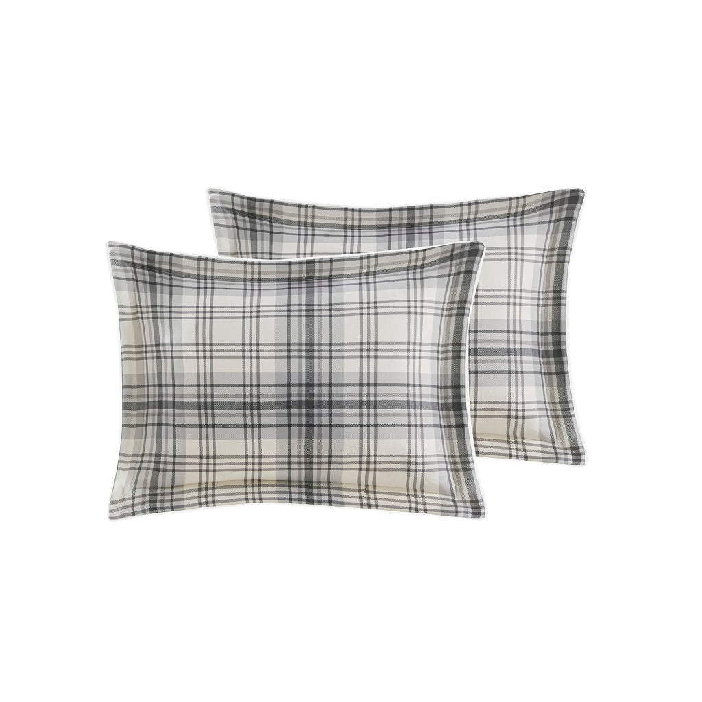Bernston Faux Wool to Faux Fur Down Alternative Comforter Set - Gray Plaid