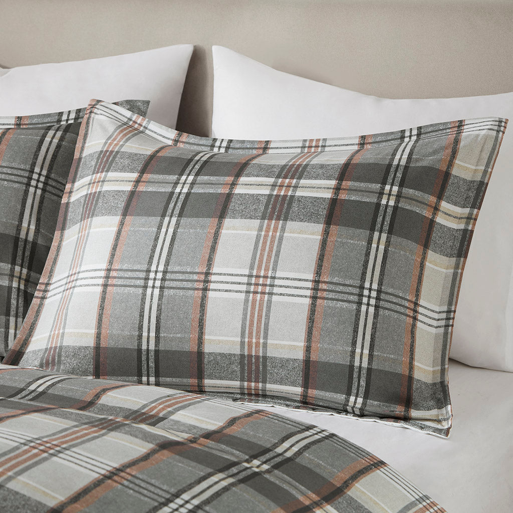 Blake Plaid Duvet Cover Set - Tan/Gray