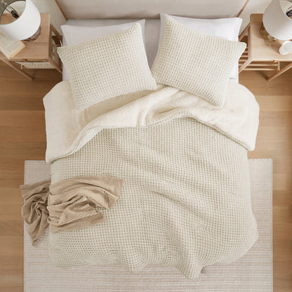 Riordan Waffle Knit Chenille Comforter Set - Ivory