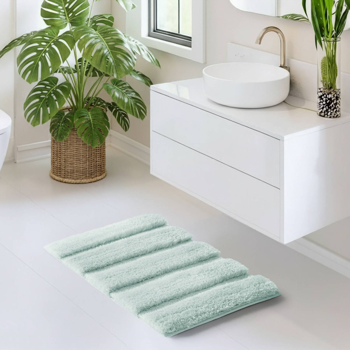 Tufted Pearl Channel Rug - Seafoam