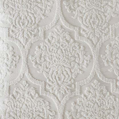 Viola 3 Piece Tufted Cotton Chenille Damask Duvet Cover Set - Off-White