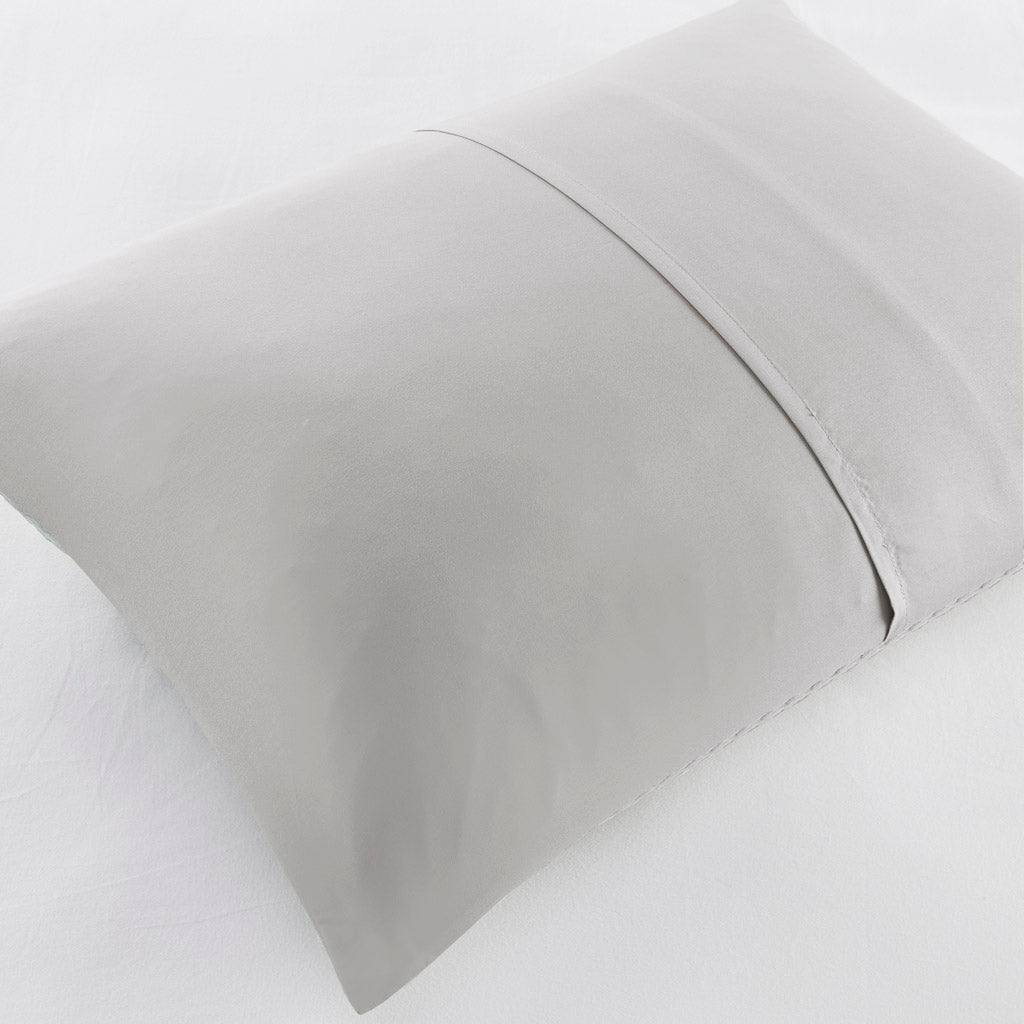 Mina Weave Textured Duvet Cover Set - Light Grey
