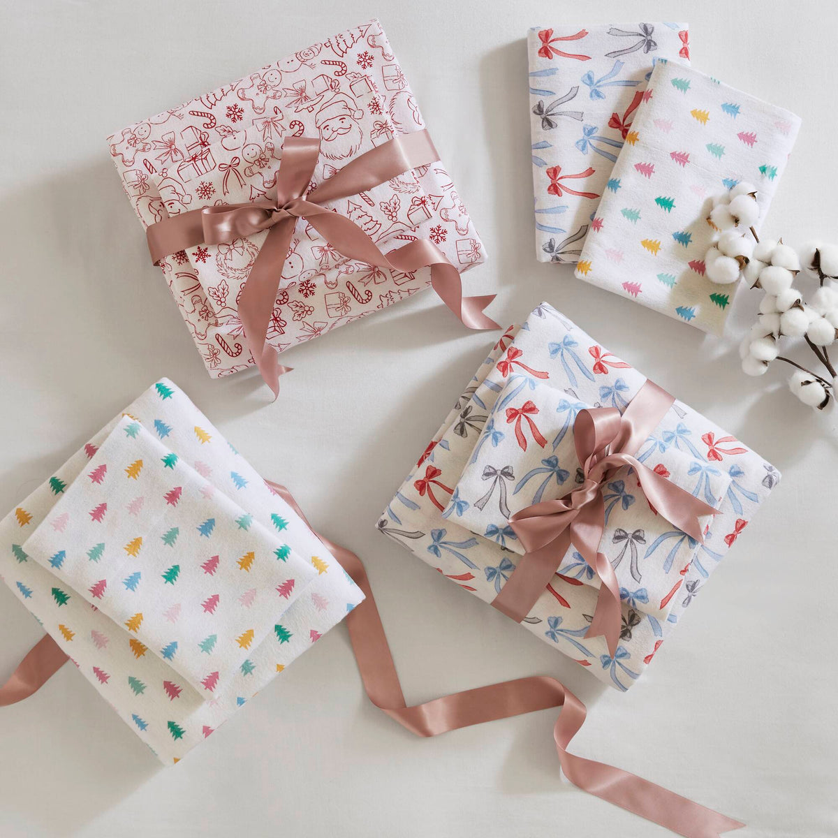 Cozy Soft Cotton Flannel Printed Sheet Set - Tree Block