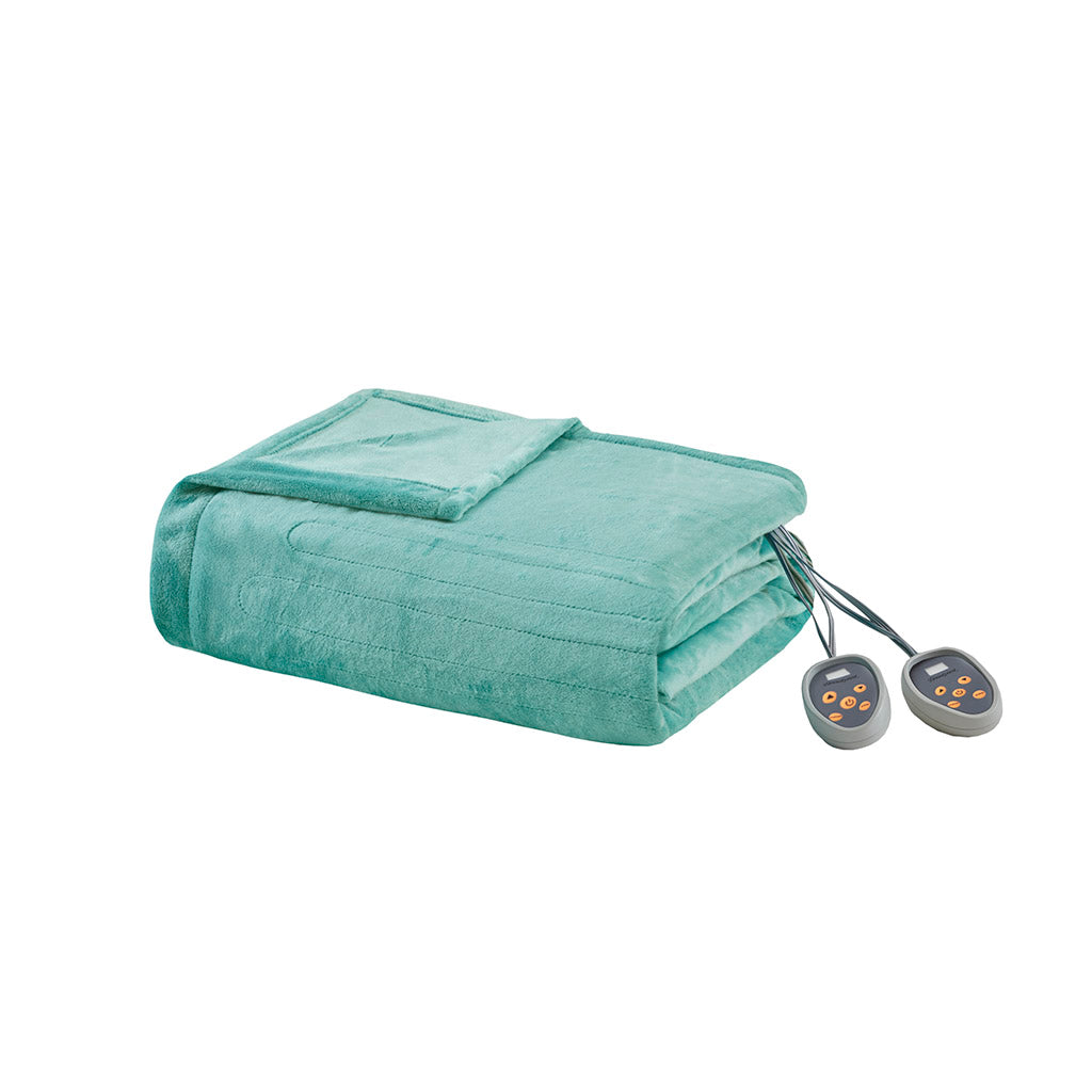 Plush Heated Blanket - Aqua
