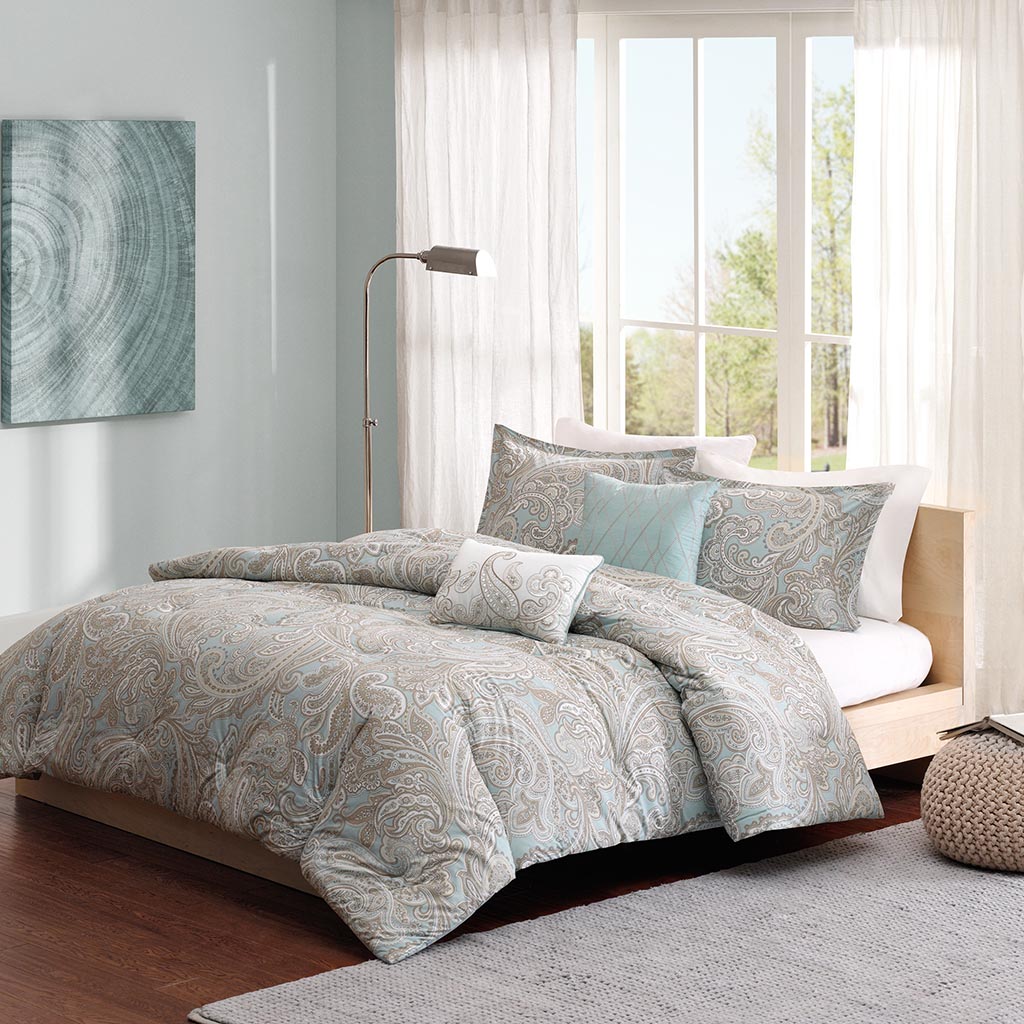 Ronan 5 Piece Cotton Comforter Set - Blue